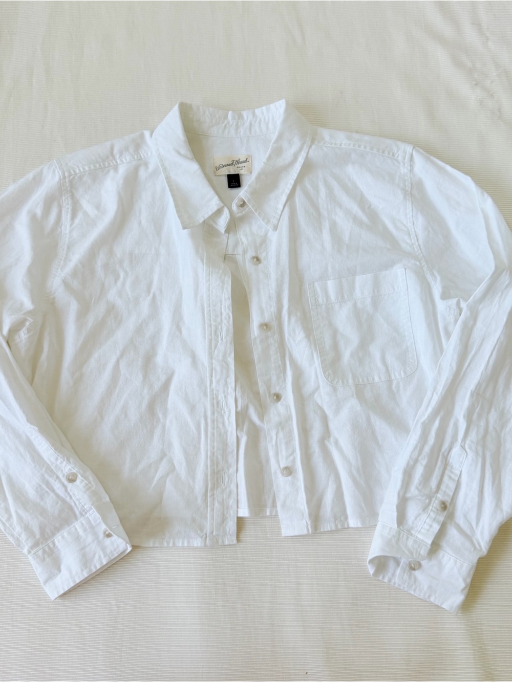 Universal Thread Womens Shirt Top White Casual Button Cropped L